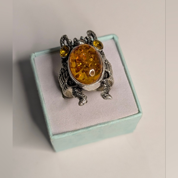 Handcrafted Boho Amber Beetle Statement Ring (8) - Picture 13 of 14